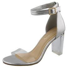 Top Moda Women's Clear Ankle Strappy Chunky Lucite High Heel Back Zip Sandal