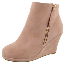 Top Moda Women's Closed Toe Side Zip Platform Wedge Ankle Bootie
