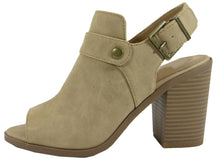 Soda Women's Slingback Stacked Chunky Heel Peep Toe Bootie