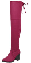 Forever Link Women's Stacked Chunky Block Heel Over The Knee Boot