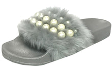 Betani Women's Embellished Faux Fur Pearl Slipper Slide Sandal