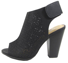 Delicious Women's Cutout Peep Toe Velcro Closure Stacked Chunky Heel Bootie