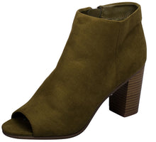 Breckelle's Women's Stacked Chunky Heel Peep Toe Bootie