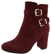 Top Moda Women's Western Strappy Buckle Chunky Stacked Block Heel Ankle Bootie