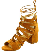 Refresh Footwear Women's Gladiator Strappy Ankle Wrap Block Heel Sandal