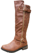 Cambridge Select Women's Quilted Side Zip Knee High Flat Riding Boots