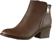Reneeze Women's Pama-02 Two-tone Metallic Zipper Chunky Heel Ankle Boot
