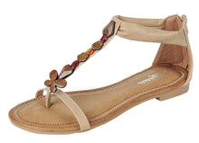 Forever Link Women's Embellished Wooden Beaded Butterfly Boho Low Heel Sandal