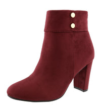 Top Moda Women's Cuffed Button Closed Toe Chunky Stacked Block Heel Ankle Bootie