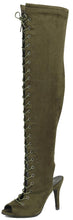 Forever Link Women's Lace Up Thigh High Peep Toe Boot