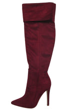 Glaze Women's Closed Pointed Toe Folded Cuff Stiletto Heel Over the Knee Boot