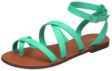 Breckelles Women's Strappy Gladiator Ankle Wrap Flat Sandal