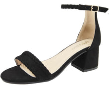 Bella Marie Women's Braided Strappy Open Toe Block Heel Sandal