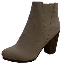 Breckelle's Women's Sueded Elastic Panel Inner Zip Chunky Heel Bootie