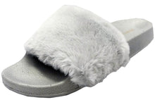 Wild Diva Women's Faux Fur Flip Flop Slide Flat Sandal
