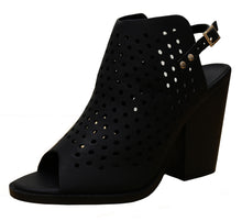 Nature Breeze Women's Perforated Cutout Chunky Stacked Block Heel Ankle Bootie