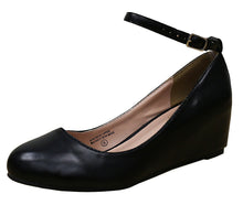 Cambridge Select Women's Ankle Strappy Buckle Round Closed Toe Wrapped Wedge