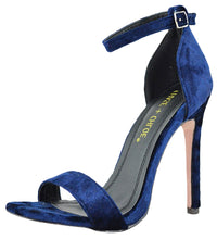 Chase & Chloe Women's Crushed Velvet Strappy Heeled Sandal