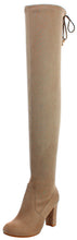 Refresh Footwear Women's Thigh High Chunky Heel Drawstring Boot