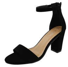 Top Moda Women's Ankle Wrap Back Zip Chunky Block Heel Open Toe Dress Sandal
