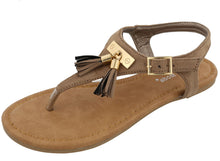 Top Moda Women's Grommet Tassel Fringe Flat Thong Sandal