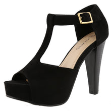 Top Moda Women's Peep Toe T-Strap Buckle Platform High Heel Sandal