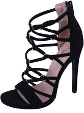 Glaze Women's Gladiator Caged Strappy Open Toe Heeled Sandal
