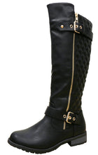Cambridge Select Women's Quilted Side Zip Knee High Flat Riding Boots
