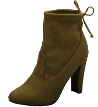 Breckelle's Women's Stretchy Pull On Chunky Heel Bootie