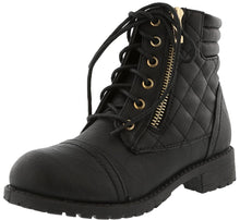 Top Moda Women's Quilted Military Combat Hiking Boot