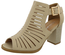 Top Moda Women's Side Cutout Stacked Chunky Heel Peep Toe Bootie