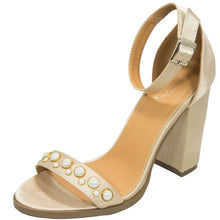 Betani Women's Ankle Strappy Faux Pearl Chunky Stacked Block Heel Sandal