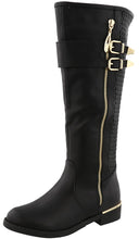 Top Moda Women's Knee High Double Buckle Riding Boot