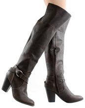 Breckelle's Over the Knee Strap Ring Buckle Chunky Heel Boot Heather-37