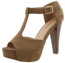Top Moda Women's Peep Toe T-Strap Buckle Platform High Heel Sandal