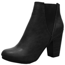 Breckelle's Women's Elastic Panel Inner Zip Chunky Heel Bootie