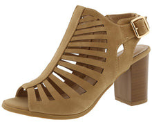 Top Moda Women's Cutout Stacked Chunky Heel Slingback Peep Toe Bootie