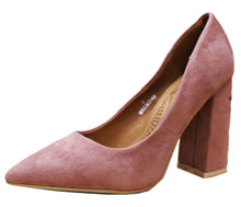 DBDK Women's Floral Embroidered Block Heel Pointed Toe Pump
