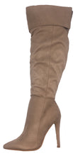 Glaze Women's Closed Pointed Toe Folded Cuff Stiletto Heel Over the Knee Boot