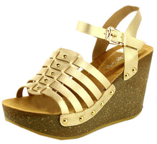 Refresh Footwear Strappy Studded Wedge Platform Sandal