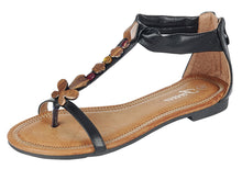 Forever Link Women's Embellished Wooden Beaded Butterfly Boho Low Heel Sandal