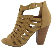 Delicious Women's Cutout Caged Buckle Stacked Chunky Heel Bootie