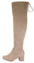 Top Tie, Over The Knee, Thigh High, Block High Heel Pull On Slouch Boots