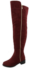 Top Moda Women's Closed Round Toe Zipper Low Heel Over the Knee Boot