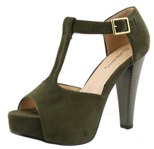 Top Moda Women's Peep Toe T-Strap Buckle Platform High Heel Sandal
