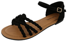 Top Moda Women's Braided Strappy Flat Sandal