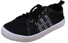 S-3 Women's Distressed Denim Sequin Fashion Sneaker