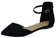 Breckelles Women's d'Orsay Pointy Toe Ankle Strap Buckle Ballet Flat