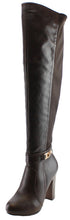 Refresh Footwear Women's Over the Knee Buckle Chunky Stacked Heel Dress Boot