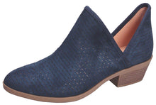 Betani Women's Western Perforated Side V Slit Cut Out Stacked Heel Ankle Bootie